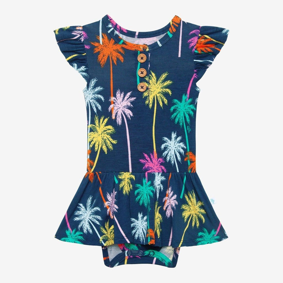 Palmer Ruffled Cap Sleeve Henley Twirl Skirt Bodysuit