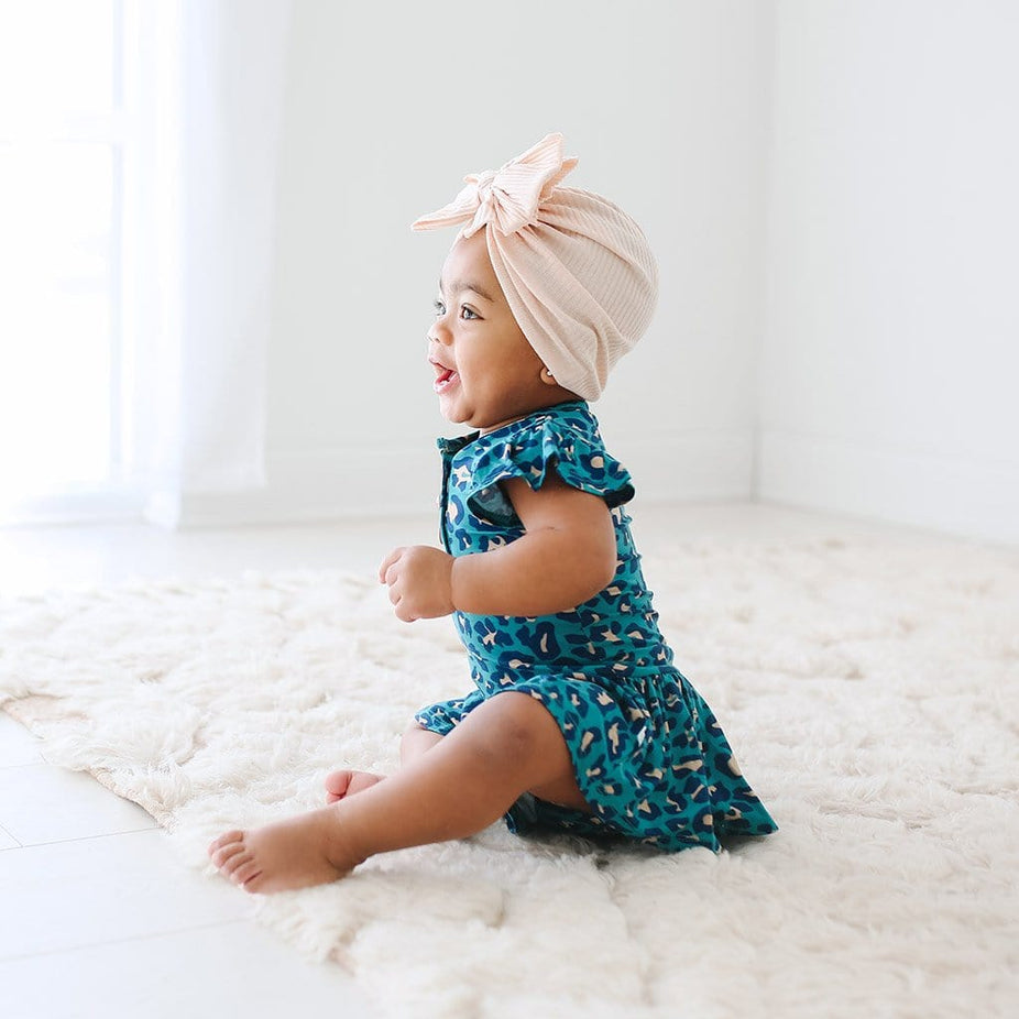 Tali Ruffled Cap Sleeve Henley Twirl Skirt Bodysuit