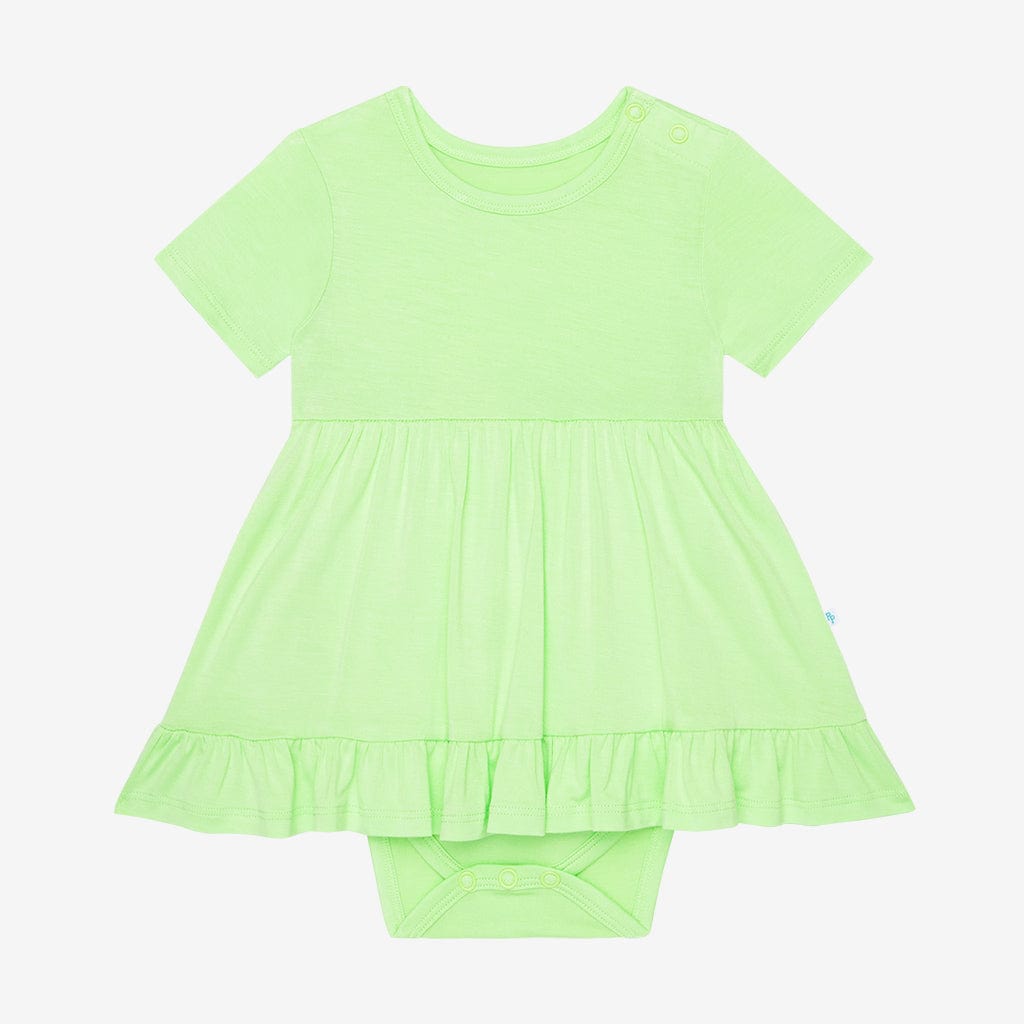 Hint of Mint Ruffled Twirl Bodysuit Dress