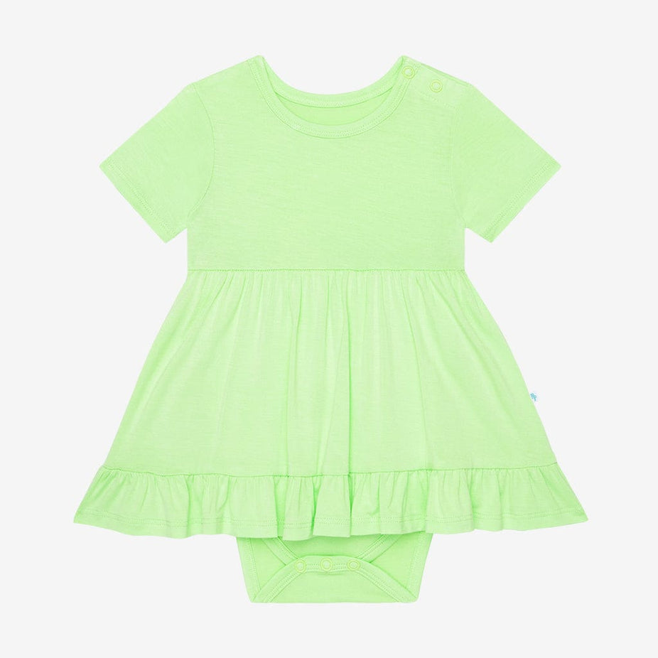Hint of Mint Ruffled Twirl Bodysuit Dress