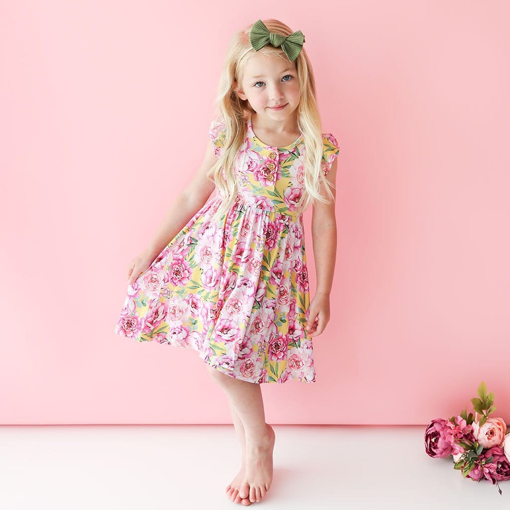 Elody Ruffled Cap Sleeve Henley Twirl Dress