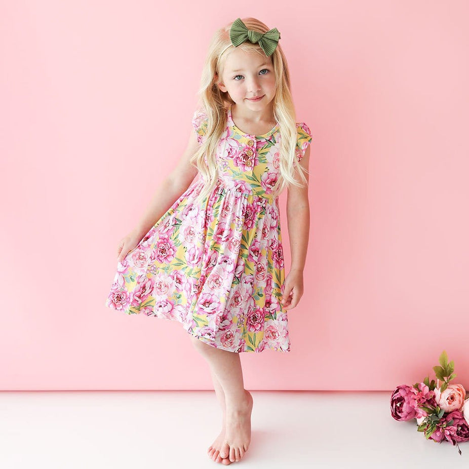Elody Ruffled Cap Sleeve Henley Twirl Dress