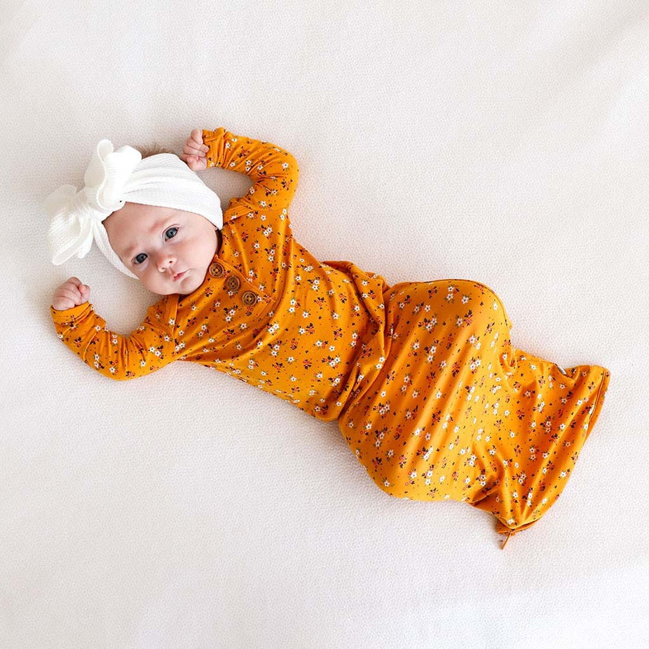 Baby on Halsey Button Zippered Gown in floral print