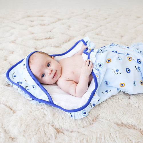 Evil Eye Ruffled Hooded Towel