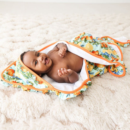 Baby on Lucia Ruffled Hooded Towel