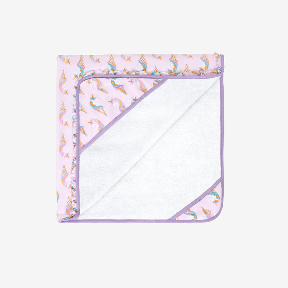Unicorn Ice Cream Ruffled Hooded Towel