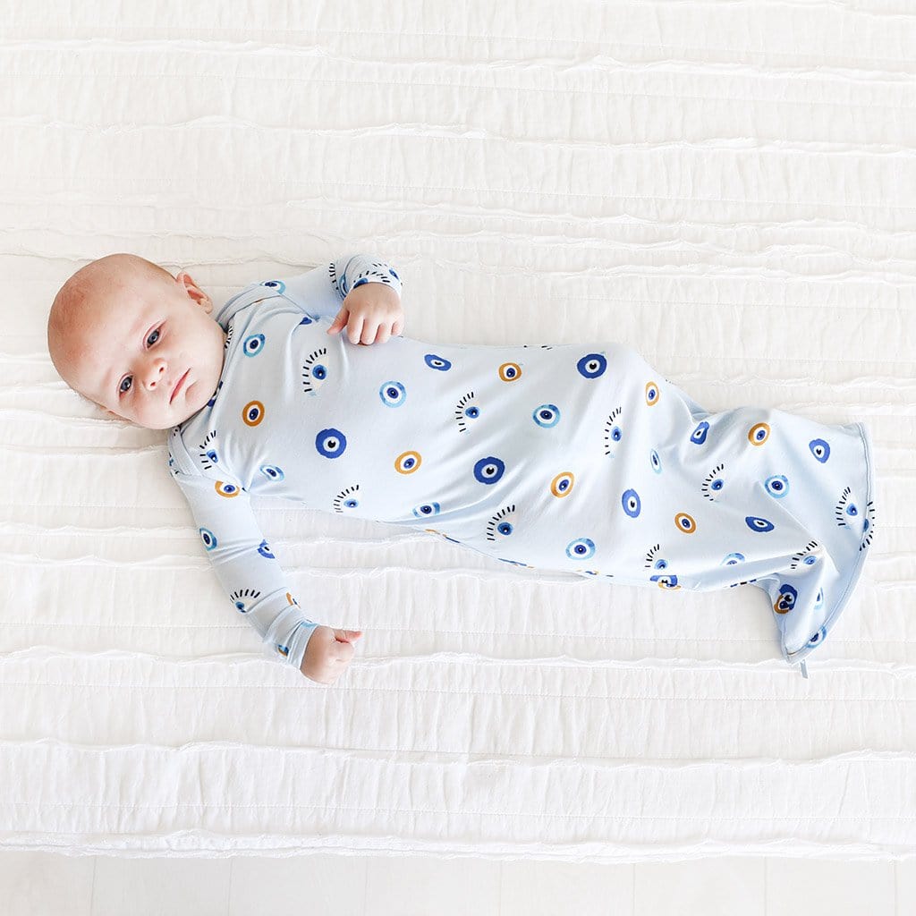baby wearing Evil Eye Zippered Gown