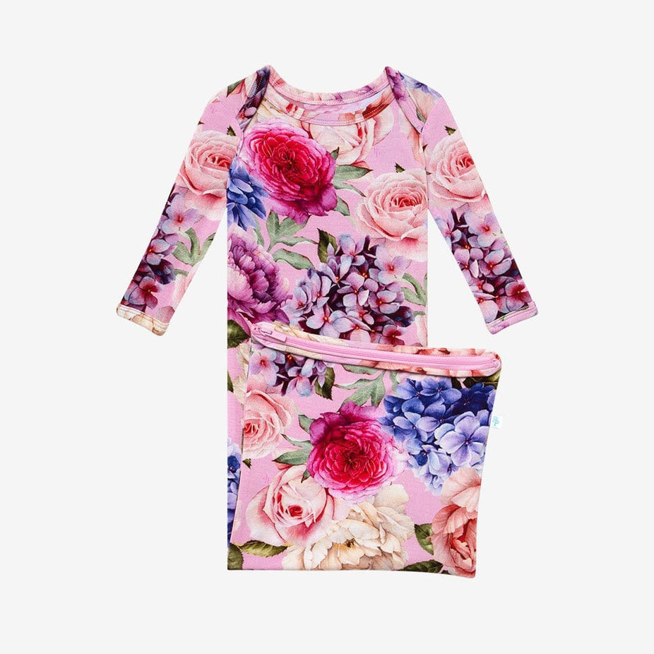 Georgette Zippered Gown in flower print