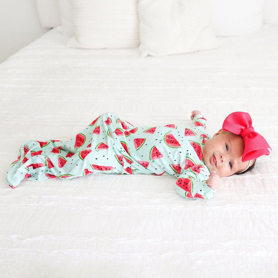 Baby on Mellony Zippered Gown in watermelon print