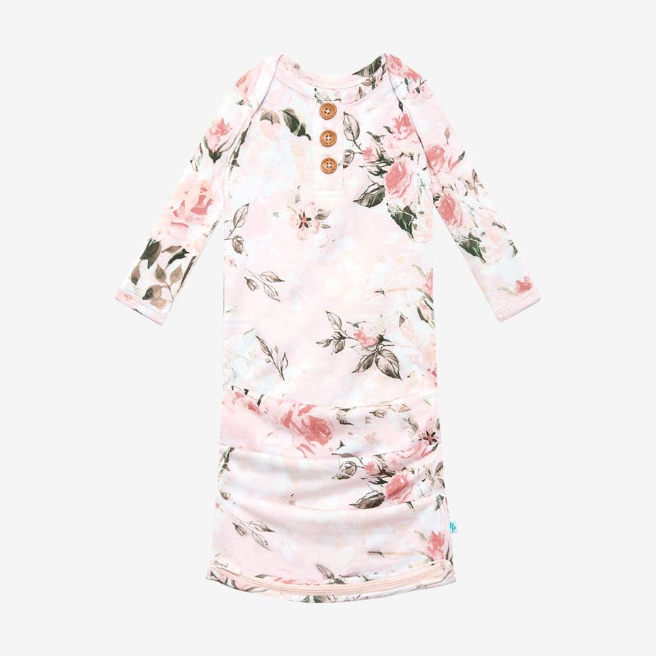 Vintage Pink Rose Button Zippered Gown
