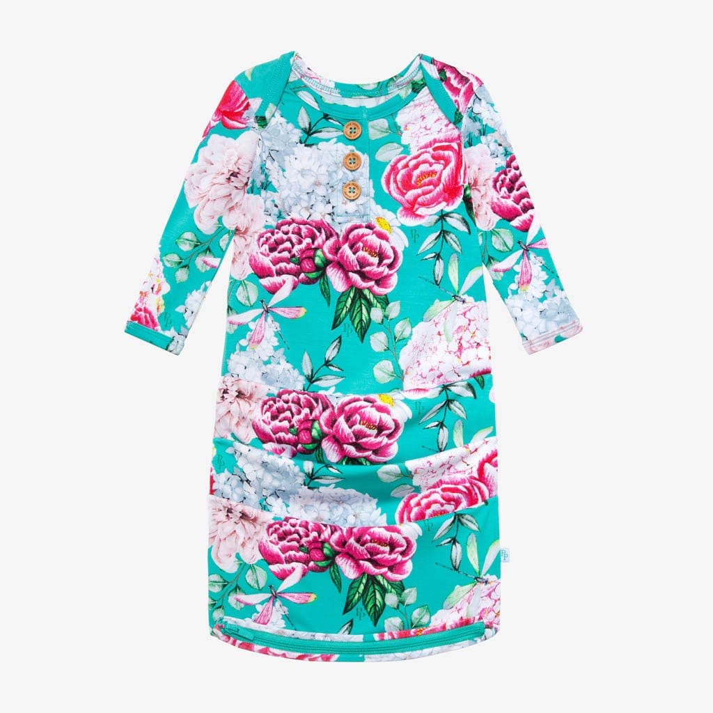 Floral Eloise Button Zippered Gown