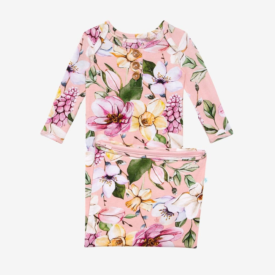 Margot Button Zippered Gown in floral print