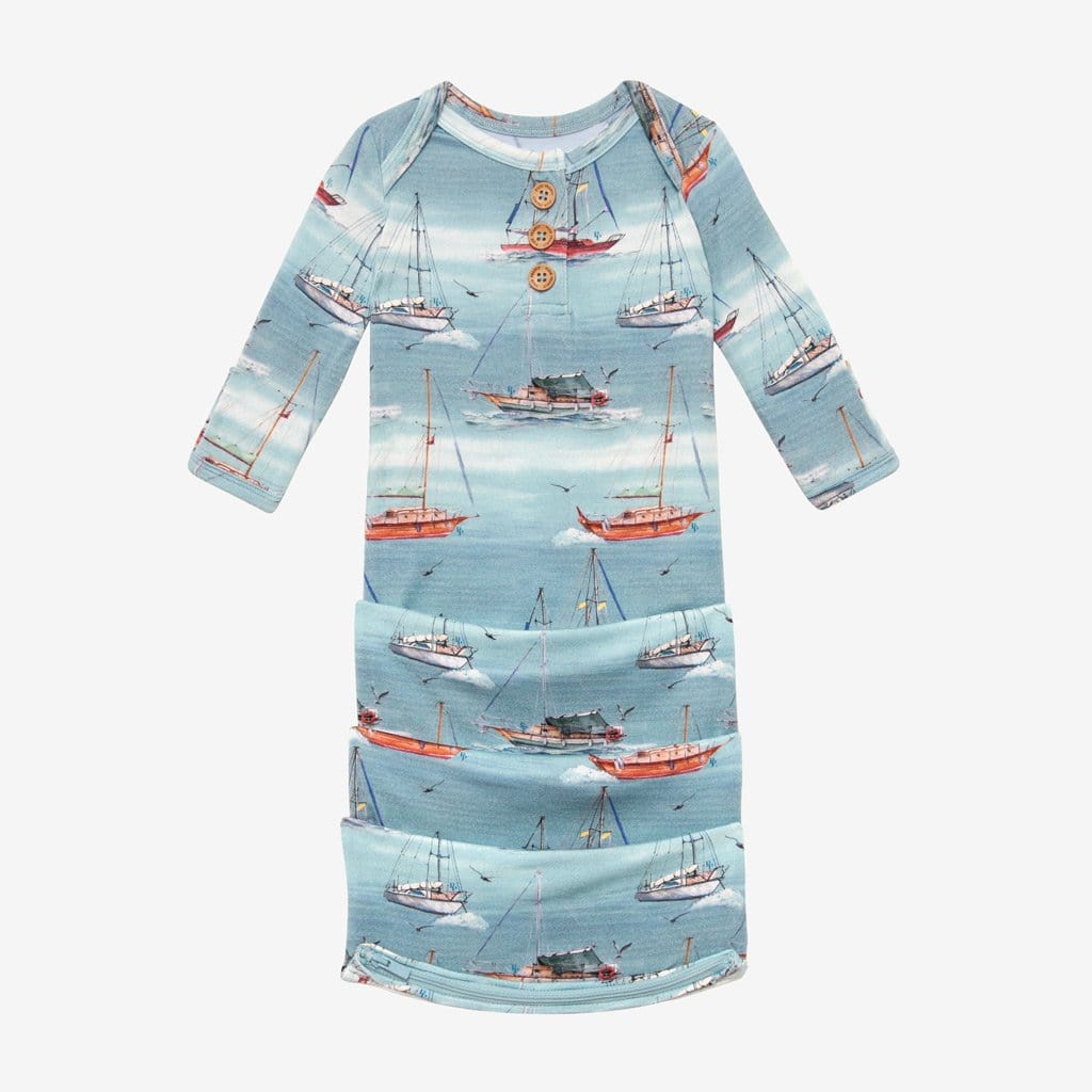Skip Button Zippered Gown