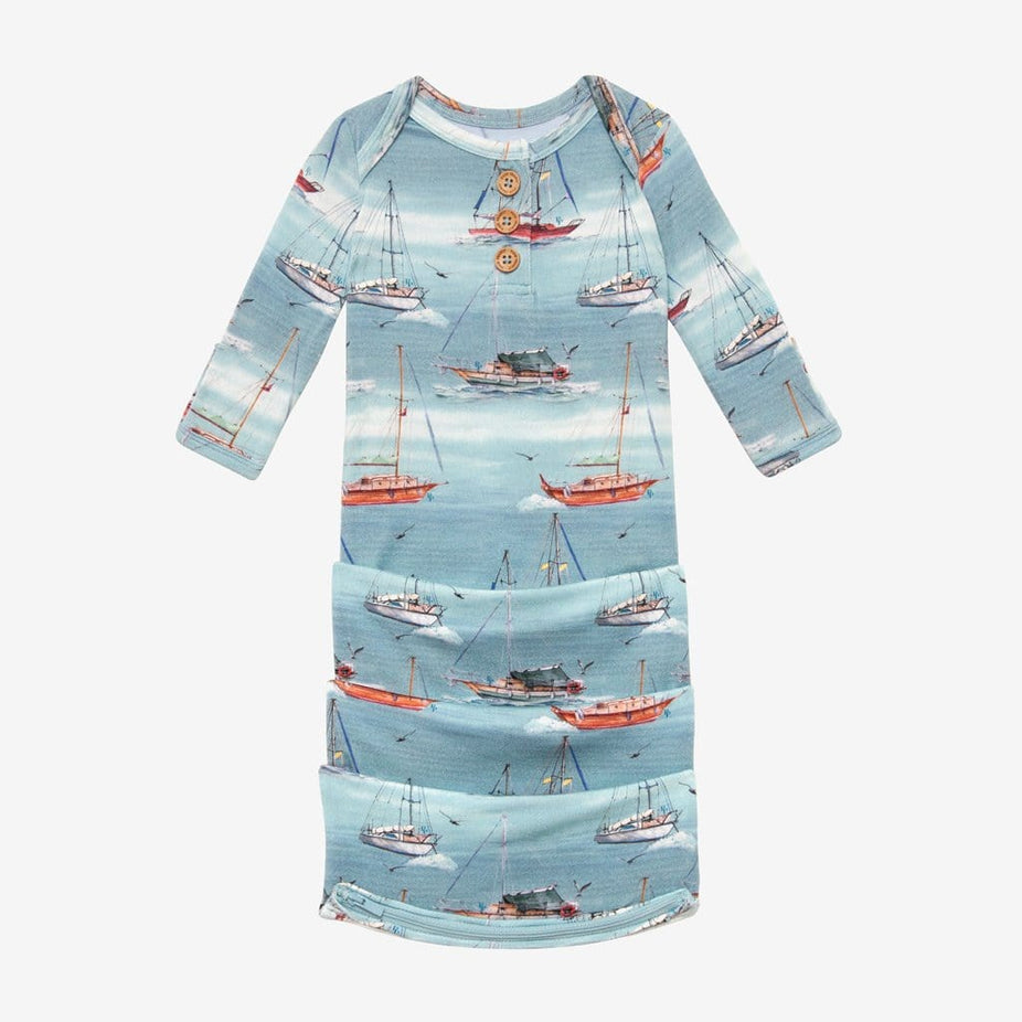 Skip Button Zippered Gown