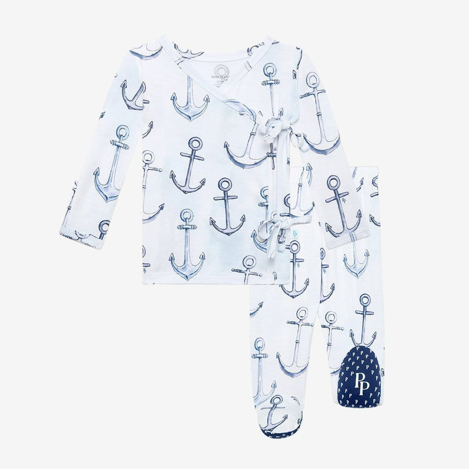 Anchors Away Tie-Front Kimono Set