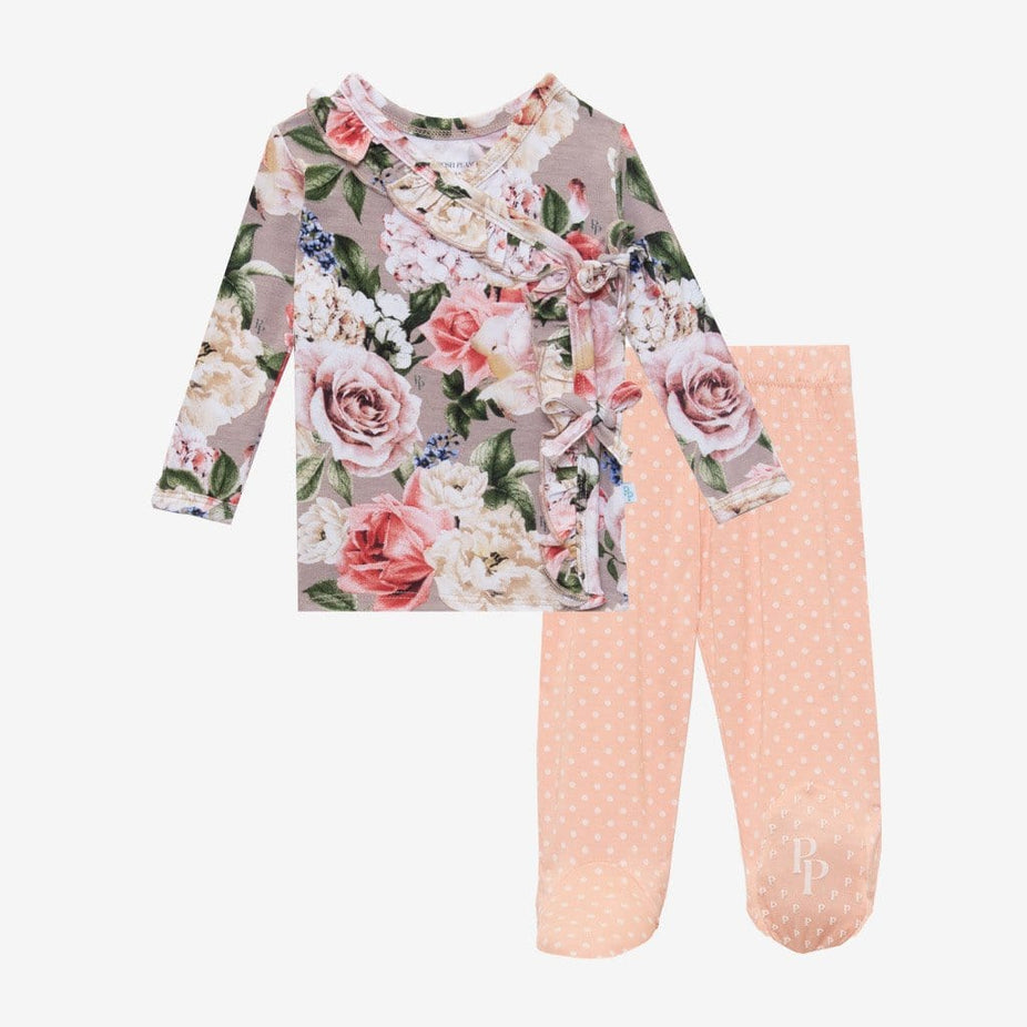 Cassie Ruffled Tie-Front Kimono Set
