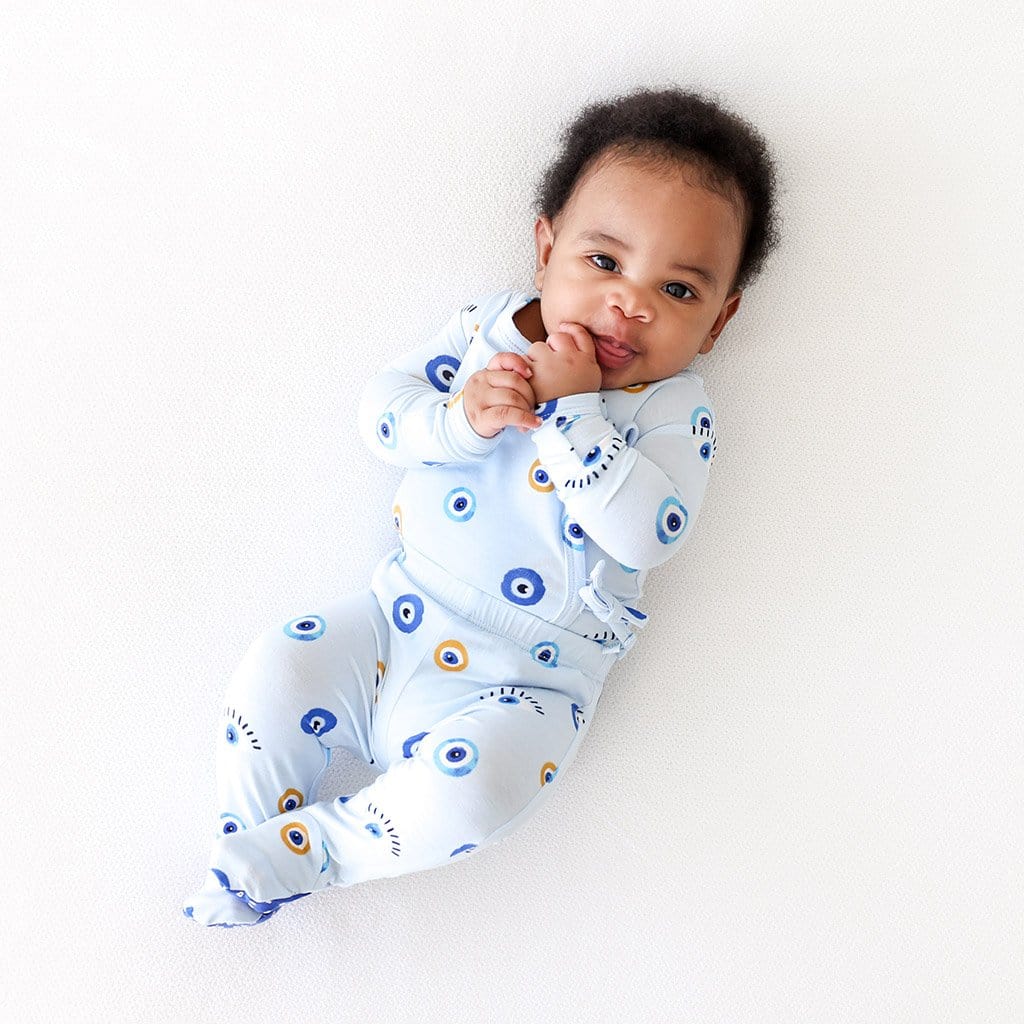 Baby wearing Evil Eye Tie-Front Kimono Set