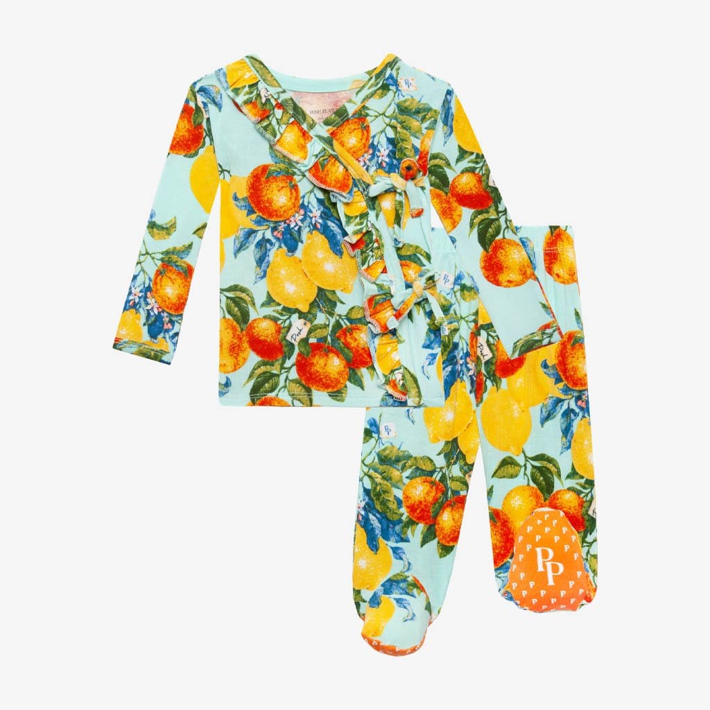 Lucia Ruffled Tie-Front Kimono Set