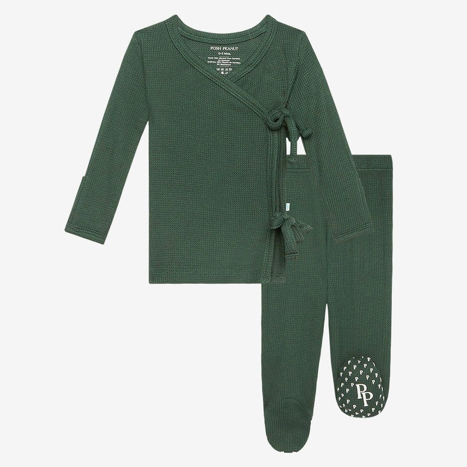 Pine Waffle Tie-Front Kimono Set
