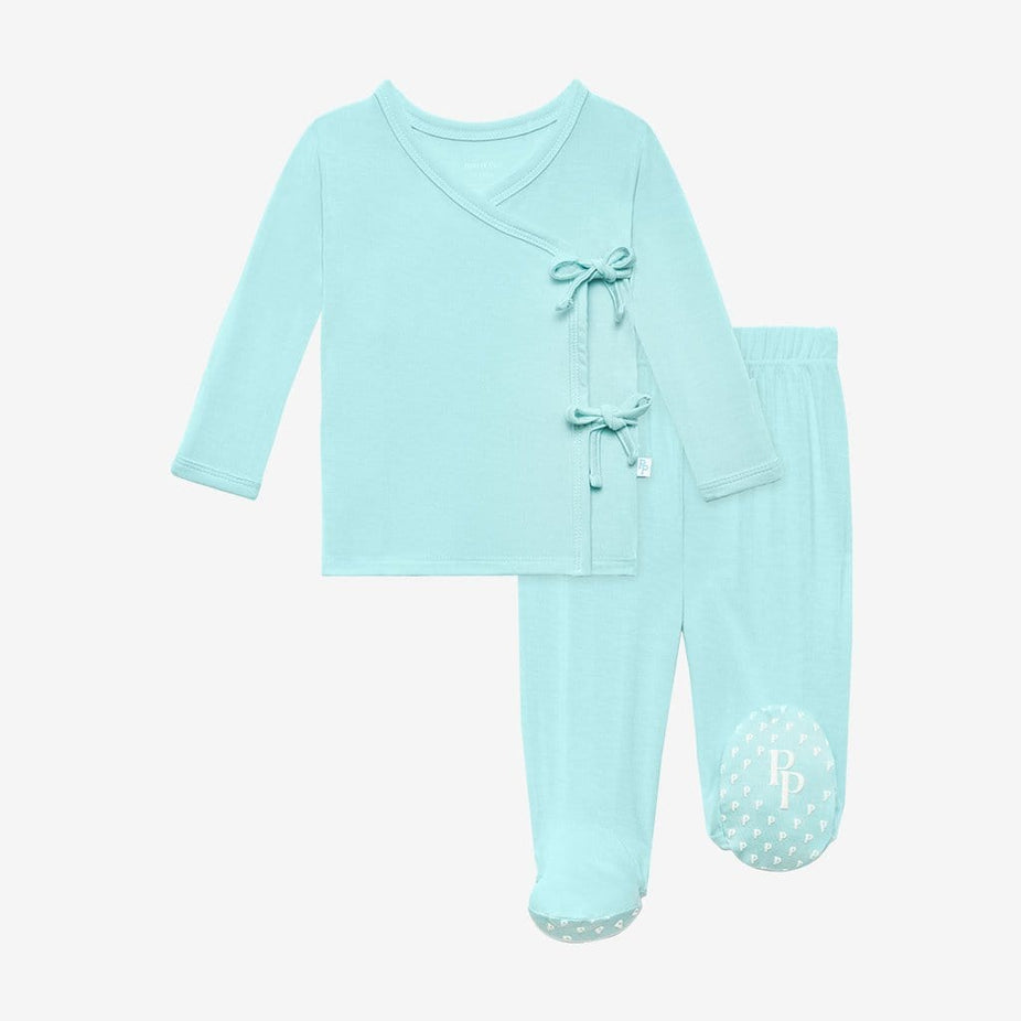 Robins Egg Tie-Front Kimono Set