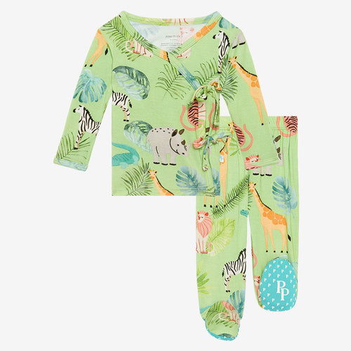 Safari Animals Tie-Front Kimono Set