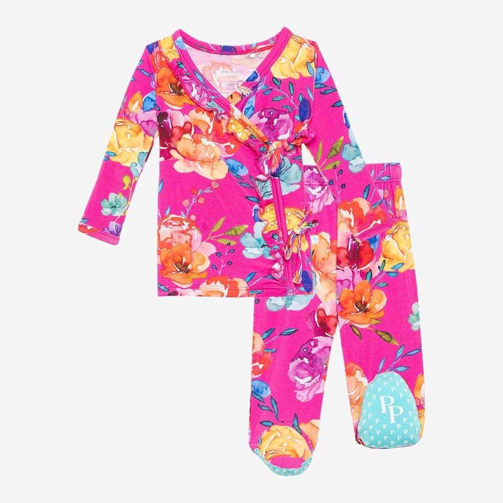 Aminatu Ruffled Tie-Front Kimono Set