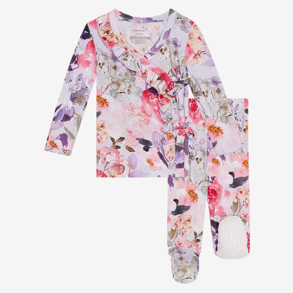 Aurora Ruffled Tie-Front Kimono Set