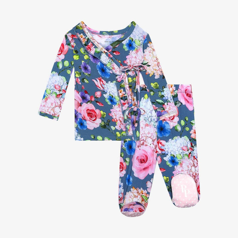 Blanche Ruffled Tie-Front Kimono Set