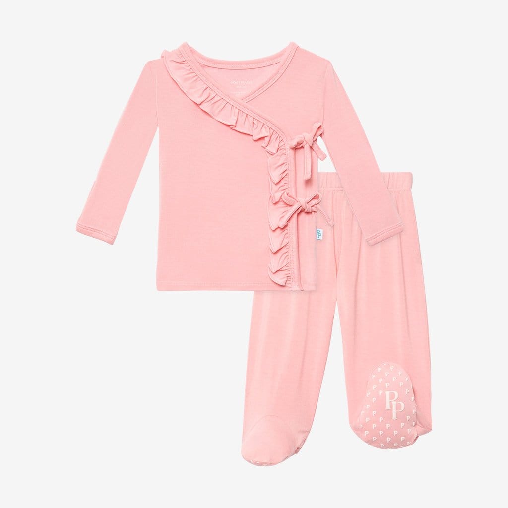 Cotton Candy Ruffled Tie-Front Kimono Set