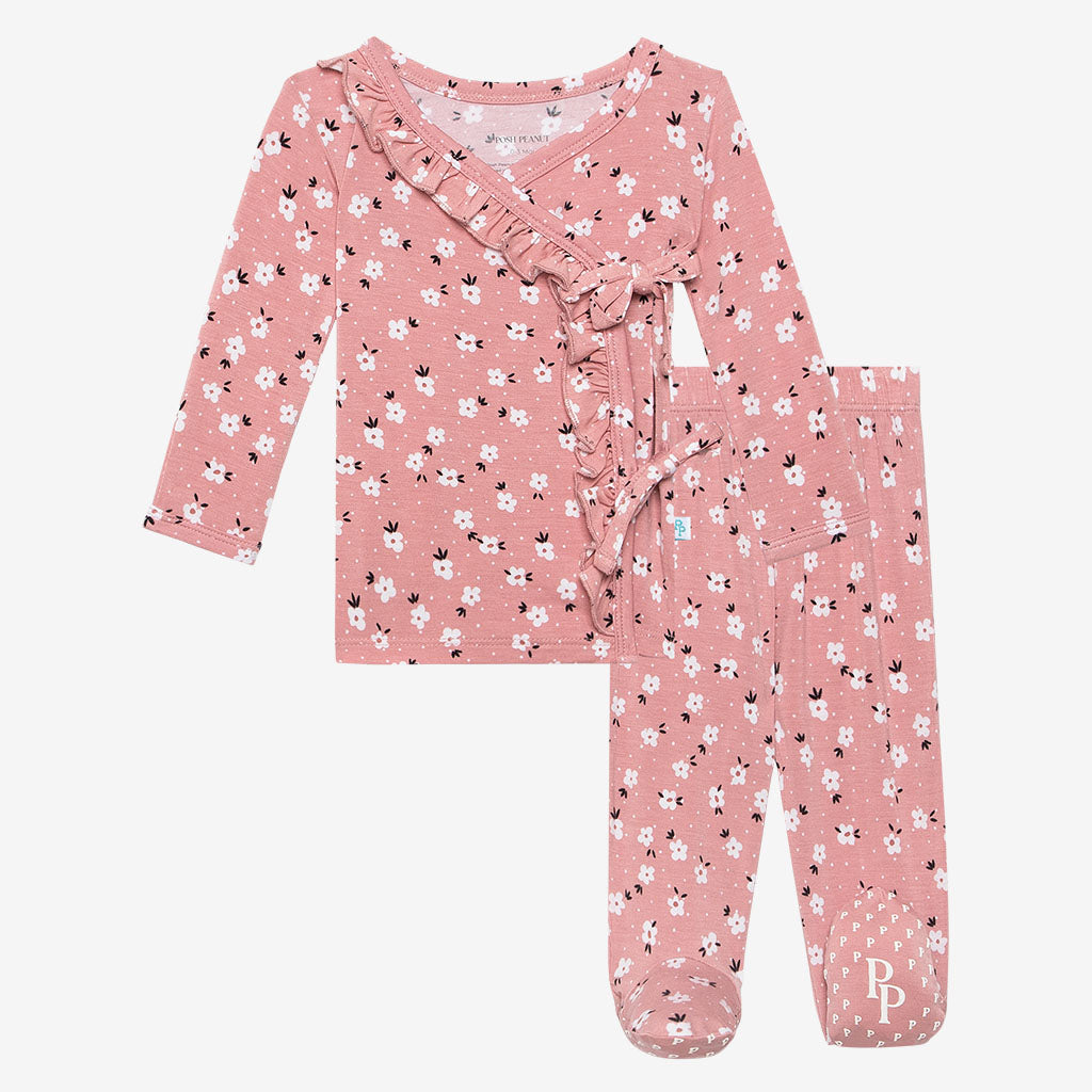 Emmilene Ruffled Tie-Front Kimono Set