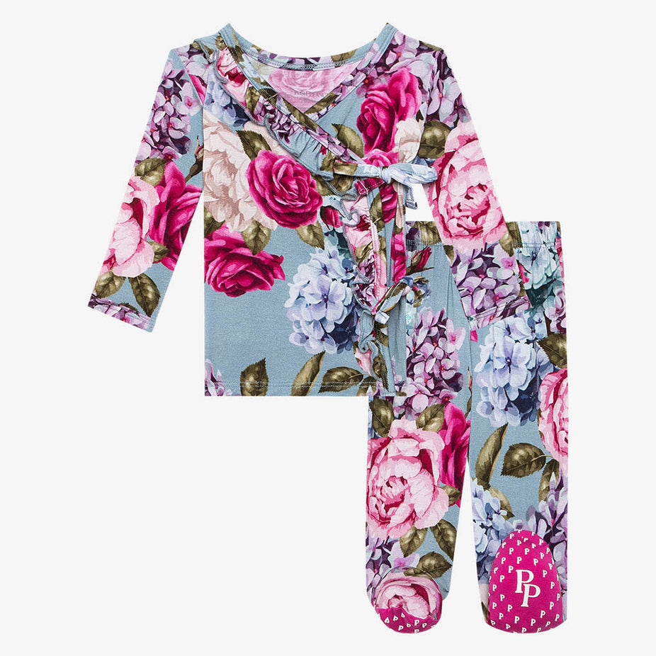 Lacey Ruffled Tie-Front Kimono Set