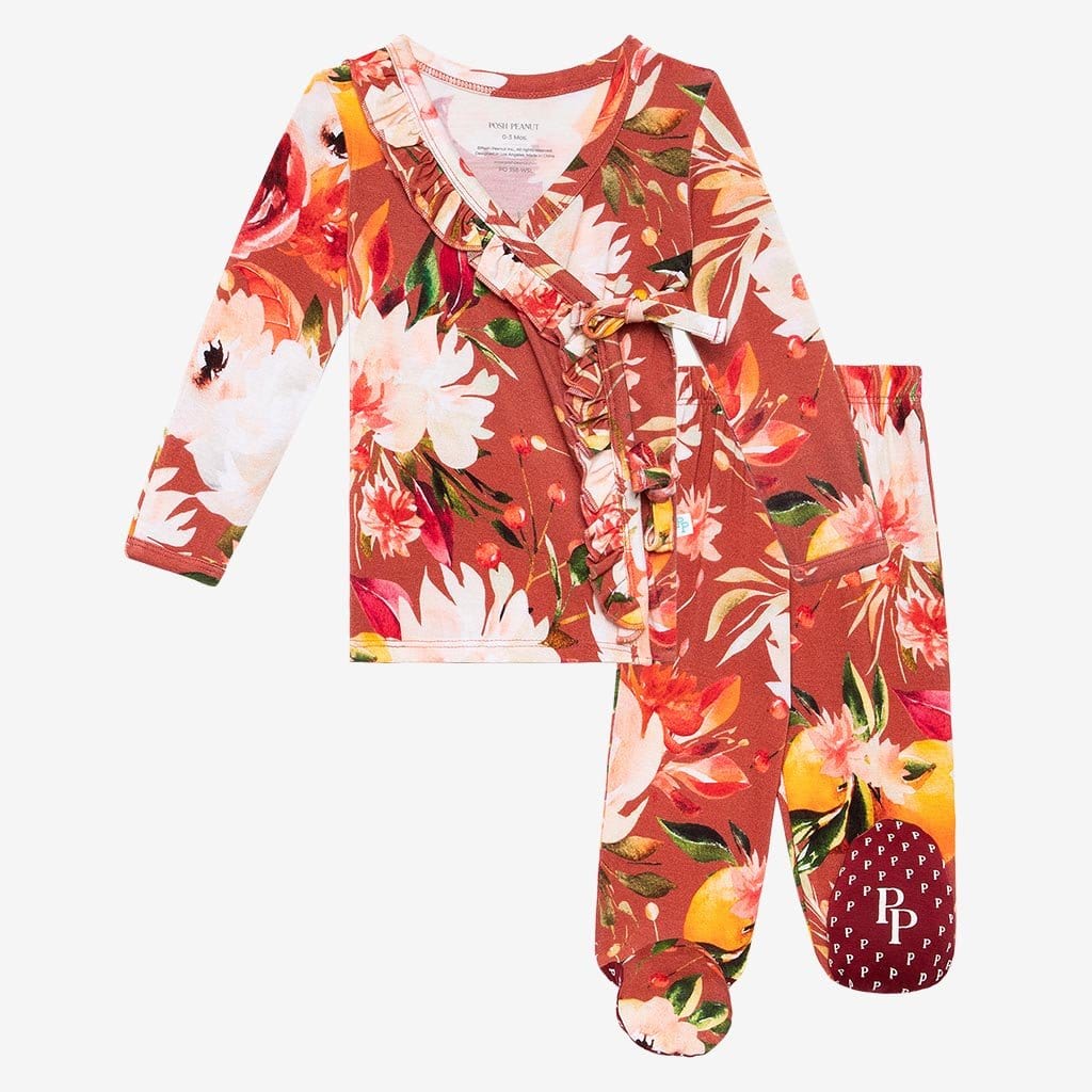 Leonora Ruffled Tie-Front Kimono Set