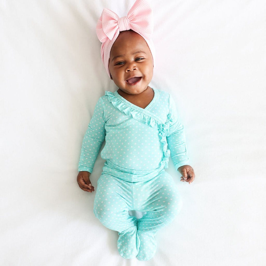 Baby in Lyla Ruffled Tie-Front Kimono Set