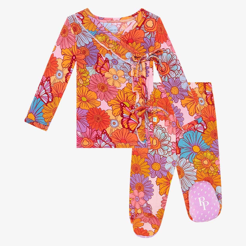 Meadow Ruffled Tie-Front Kimono Set