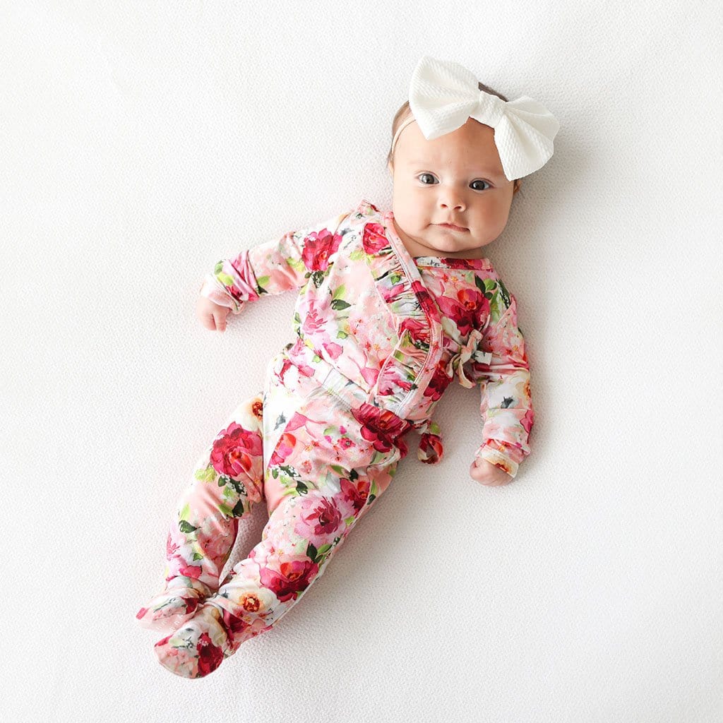 Baby wearing Marlene Ruffled Tie-Front Kimono Set