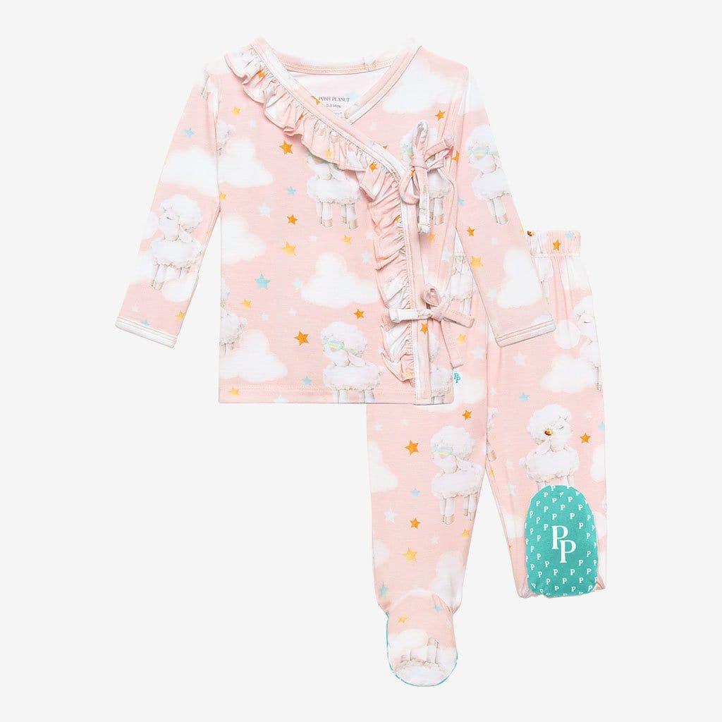 Mary Ruffled Tie-Front Kimono Set