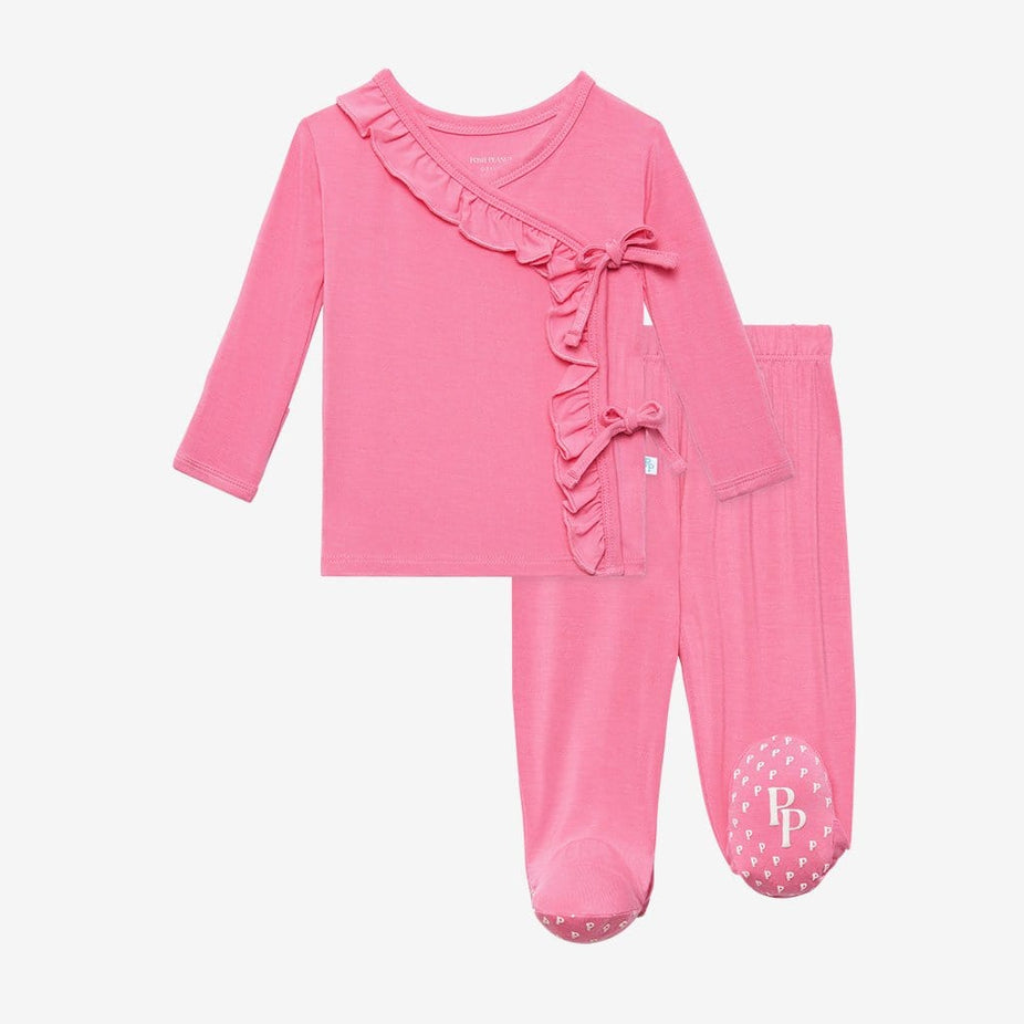 Pink Lemonade Ruffled Tie-Front Kimono Set