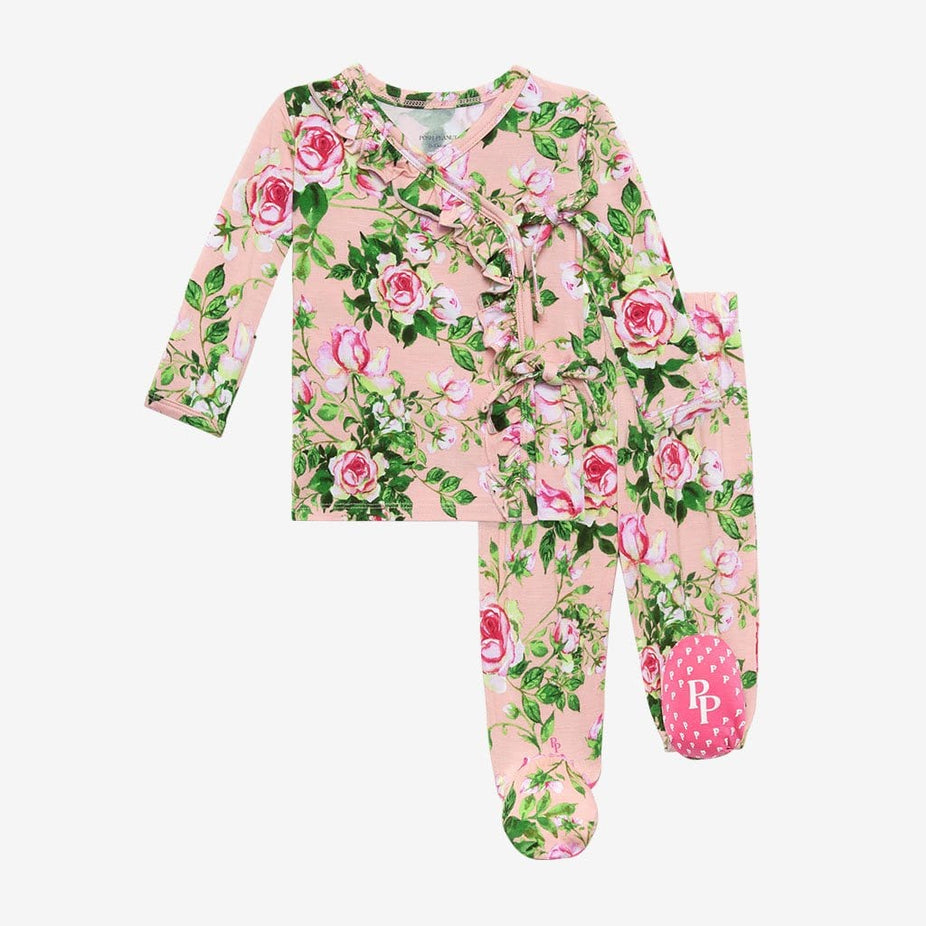 Renia Ruffled Tie-Front Kimono Set