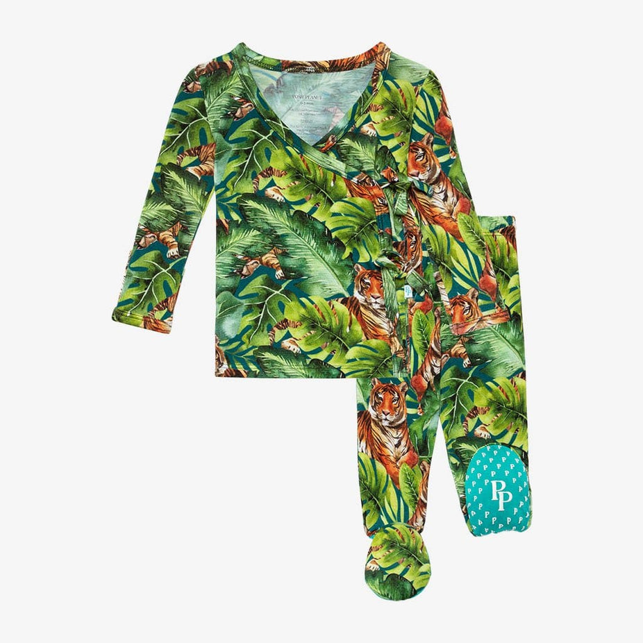 Ranger Tie-Front Kimono Set in Jungle print