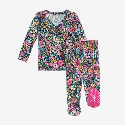 Scarlet Ruffled Tie-Front Kimono Set