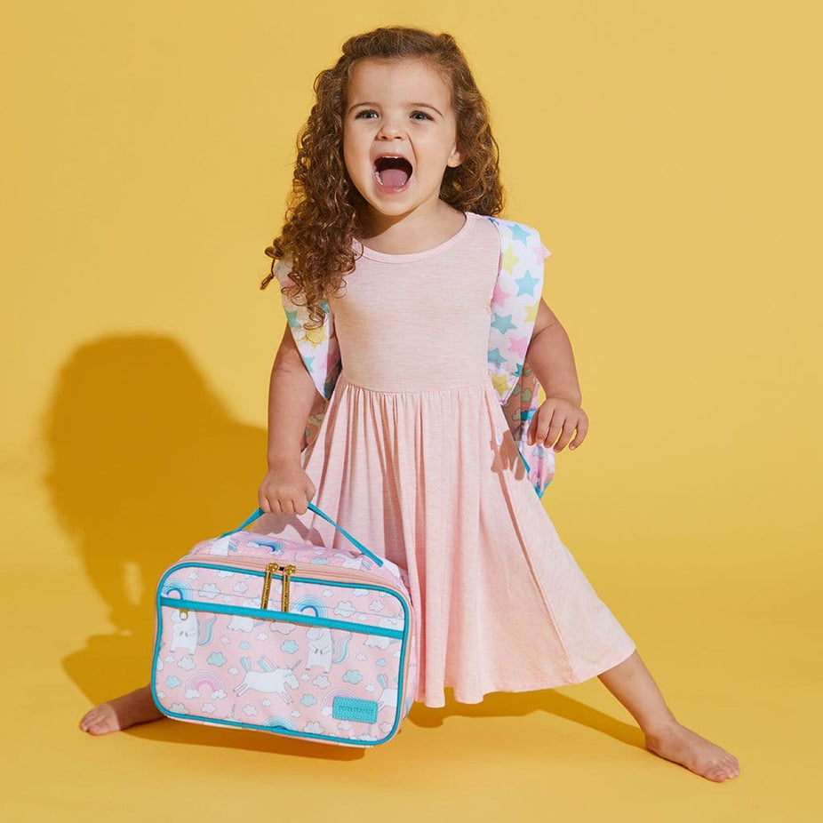 Toddler on Olive Lunch Bag