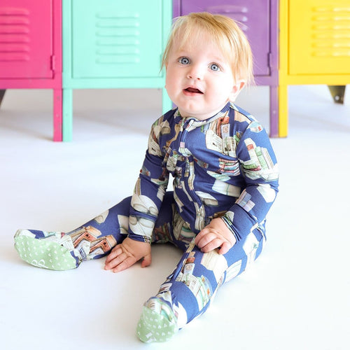 Baby on Library Books Footie Zippered One Piece