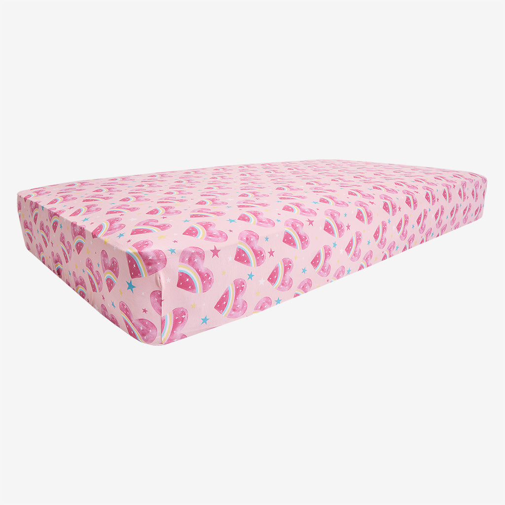 Rainbow Hearts Crib Sheet