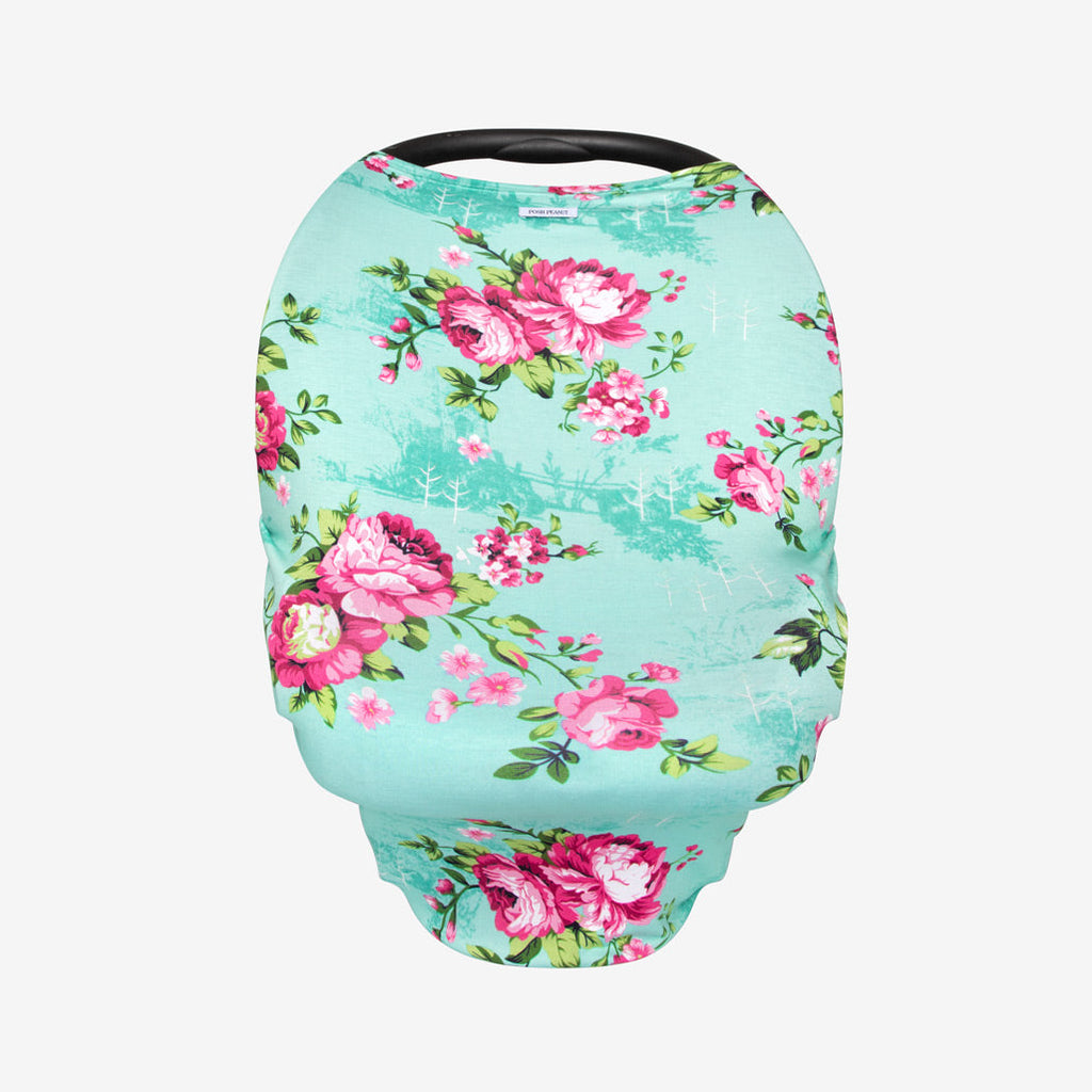 Aqua Floral Car Seat Cover