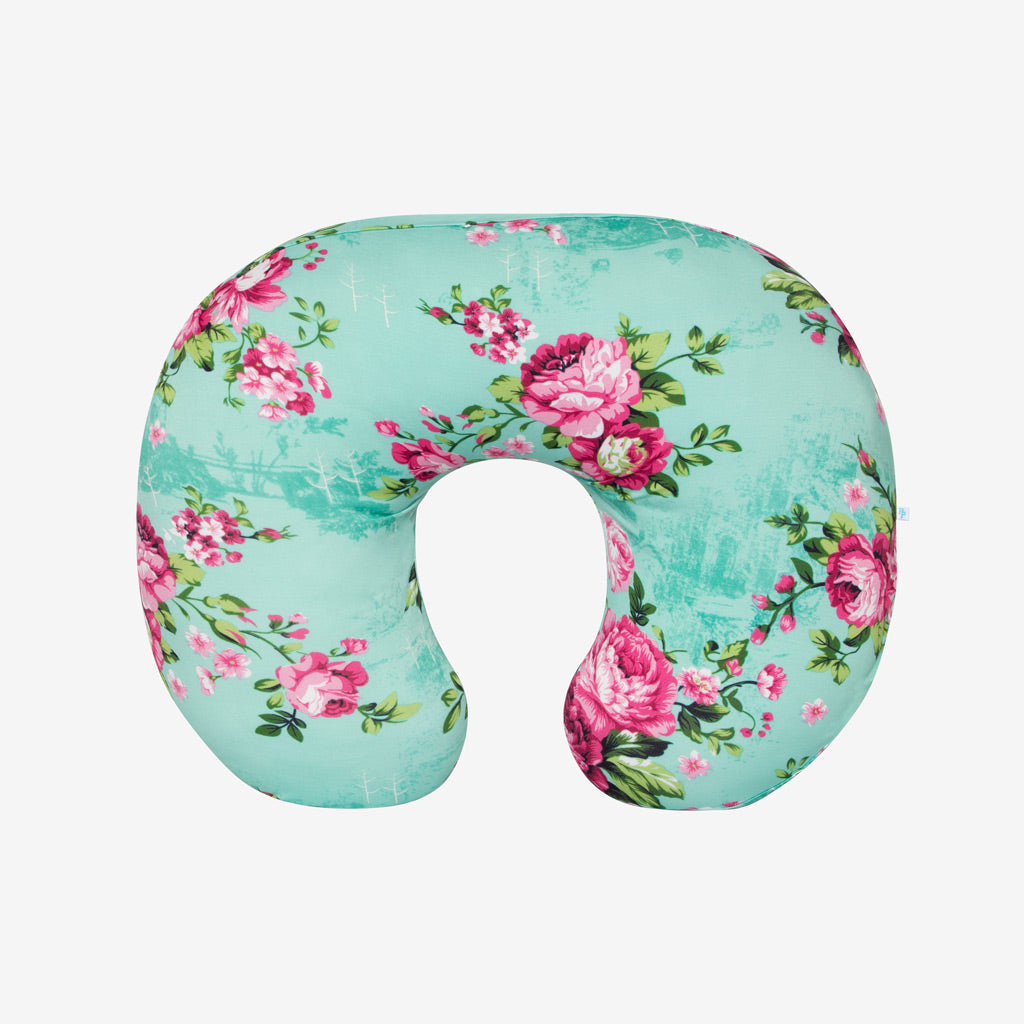 Aqua Floral Nursing Pillow Cover