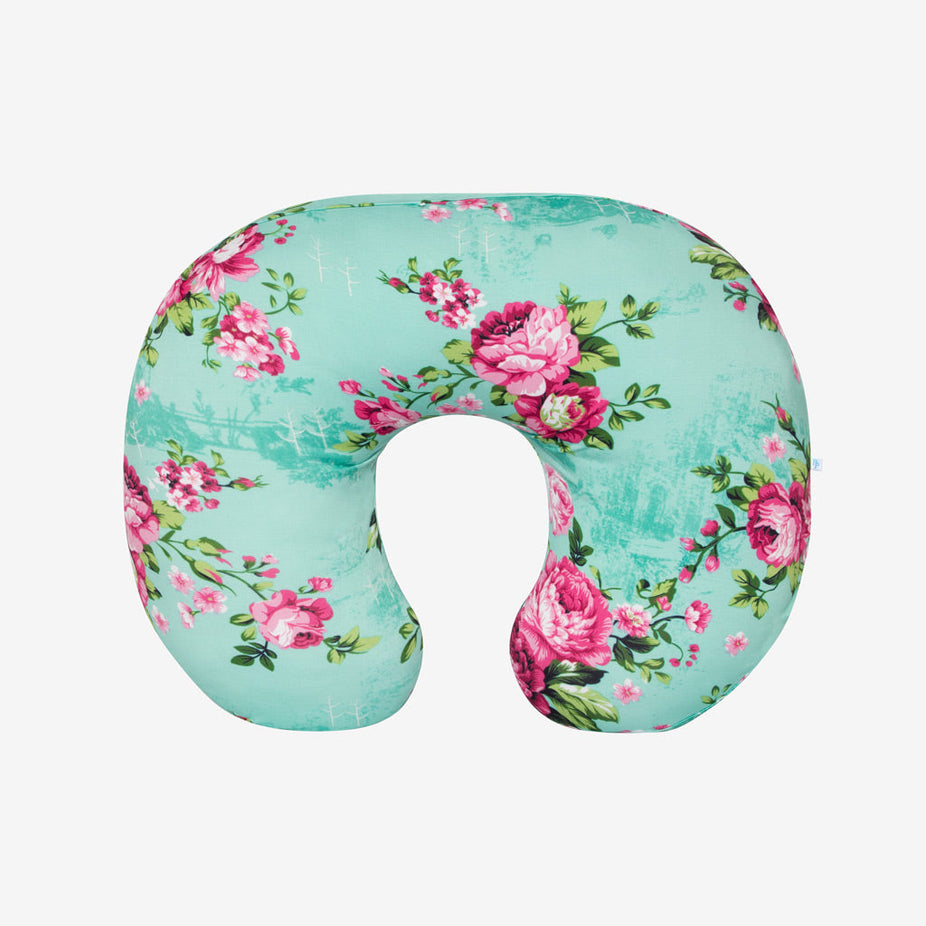 Aqua Floral Nursing Pillow Cover