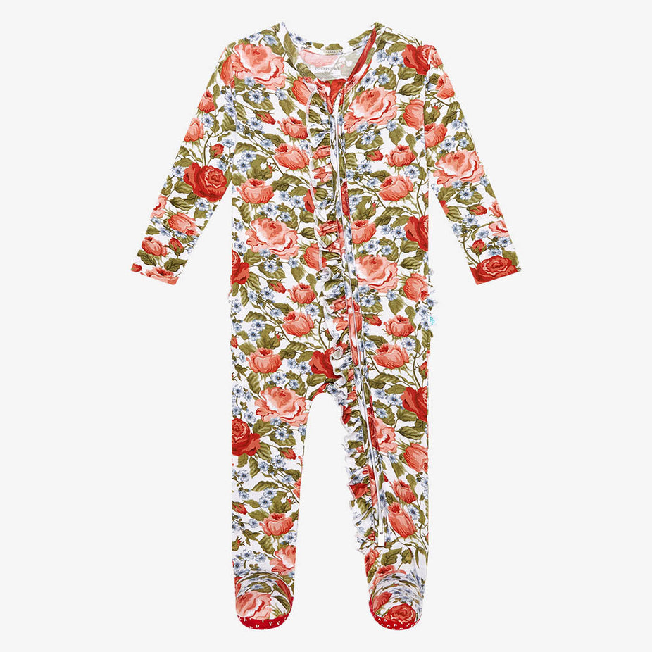 Alma Footie Ruffled Zippered One Piece