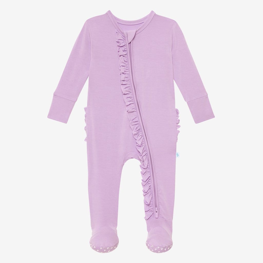 Amethyst Footie Ruffled Zippered One Piece