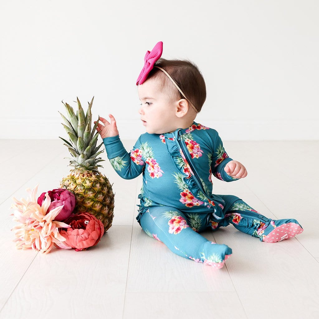 Ananans Footie Ruffled Zippered One Piece