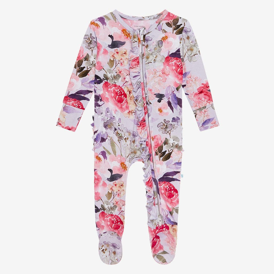 Aurora Footie Ruffled Zippered One Piece